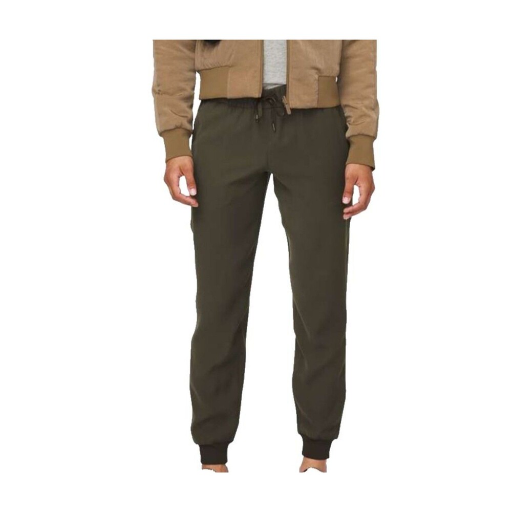 Lululemon Womens 4 On The Fly Dark Olive Woven Jogger Travel Pants Drawstring